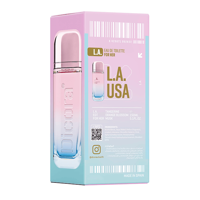 Dicora Urban Fit LA Perfume para mujer - Notas de frambuesa,