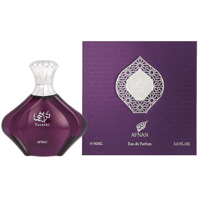 Afnan Turathi Purple Eau de Parfum Spray para mujer, 3 onzas