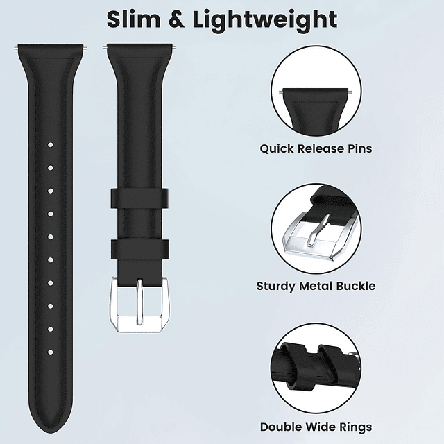 Correa de cuero delgada compatible con Samsung Galaxy Watch