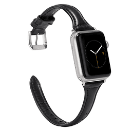 Cuero delgado negro compatible con correas de Apple Watch de