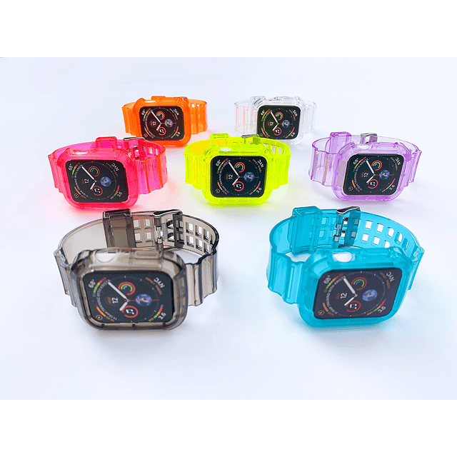 Correa de silicona transparente compatible con Apple Watch,