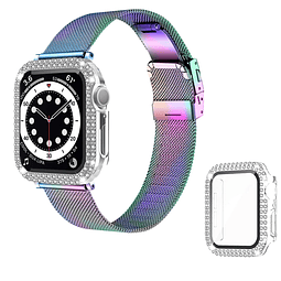 Compatible con correa de metal para Apple Watch con funda Bl