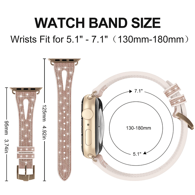 Correa fina brillante compatible con Apple Watch Band 41 mm,