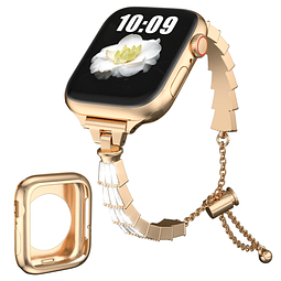 Correa de acero inoxidable para Apple Watch para mujer, corr