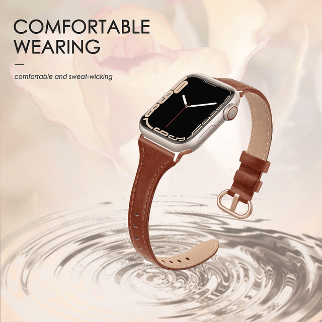 Correa de cuero compatible con Apple Watch 38 mm, 40 mm, 41