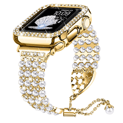 Pulsera de perlas brillantes de 45 mm, compatible con Apple