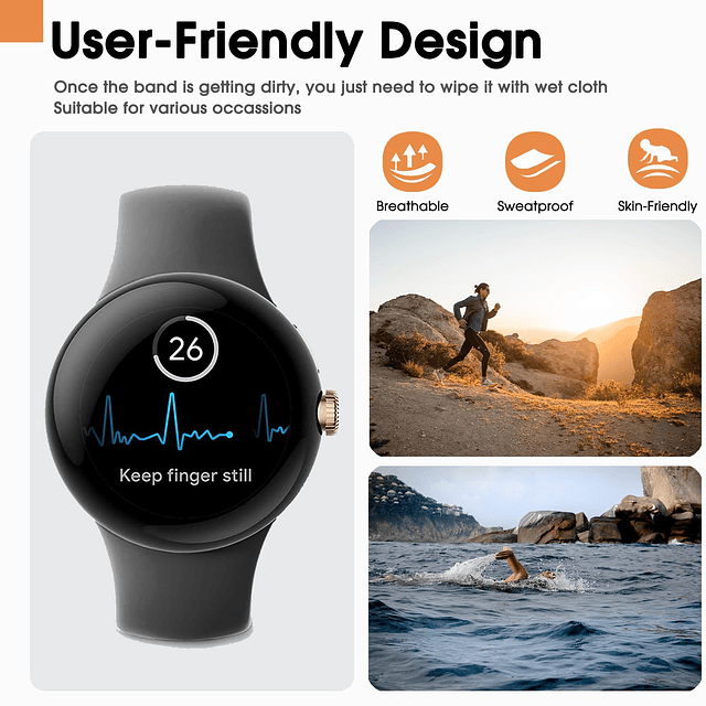 Compatible con Google Pixel Watch Band, pulsera de silicona