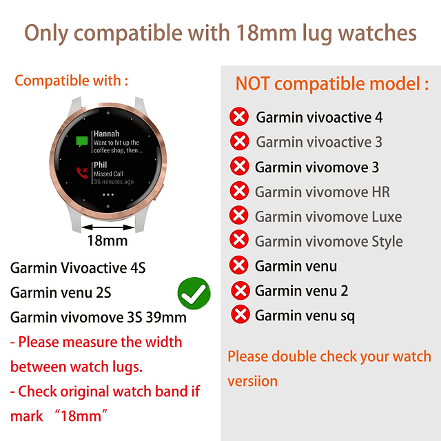 Bandas compatibles con reloj inteligente Garmin Vivoactive 4