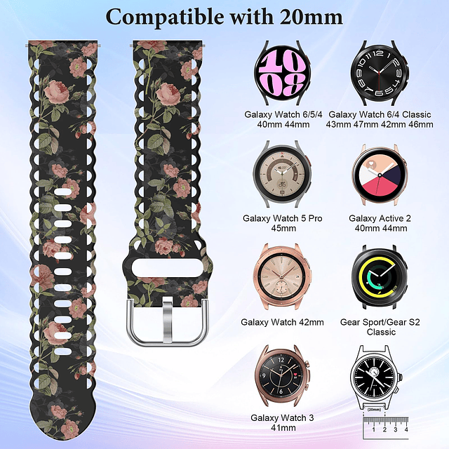 Compatible con Samsung Galaxy Watch 6/5/4 Band 40 mm 44 mm/C