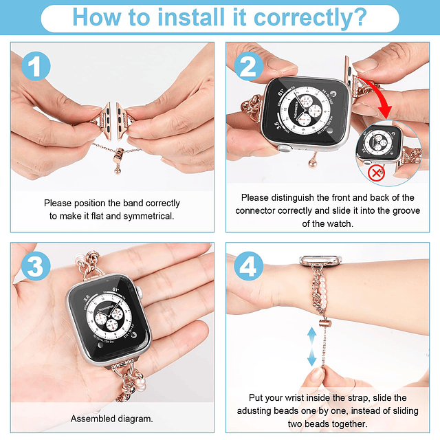 Correas de pulsera de lujo con cuentas para Apple Watch Band