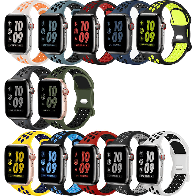 Paquete de 12 Compatible con Apple Watch Sport Band, Correa