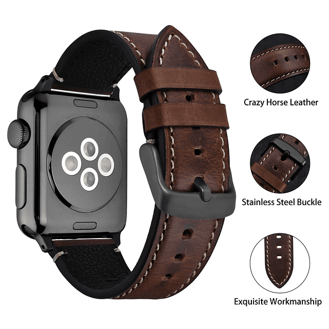 Correa de Cuero Compatible con Apple Watch Band 38 mm 40 mm