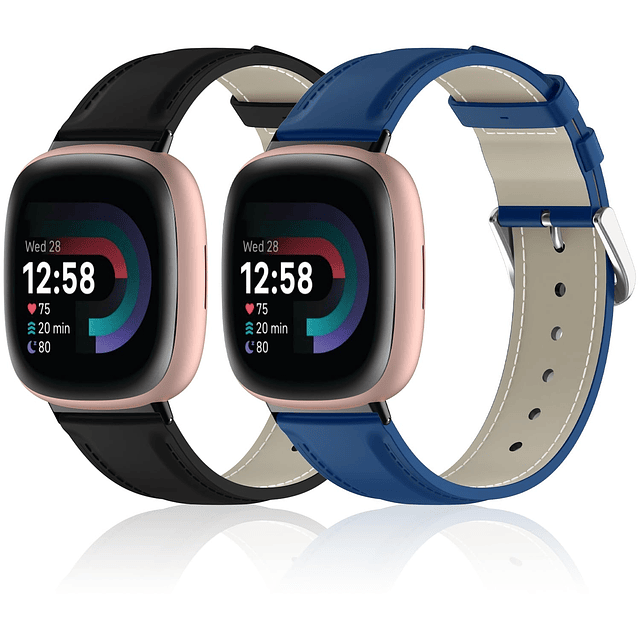 Paquete de 2 bandas de cuero compatibles con Fitbit Sense/Fi