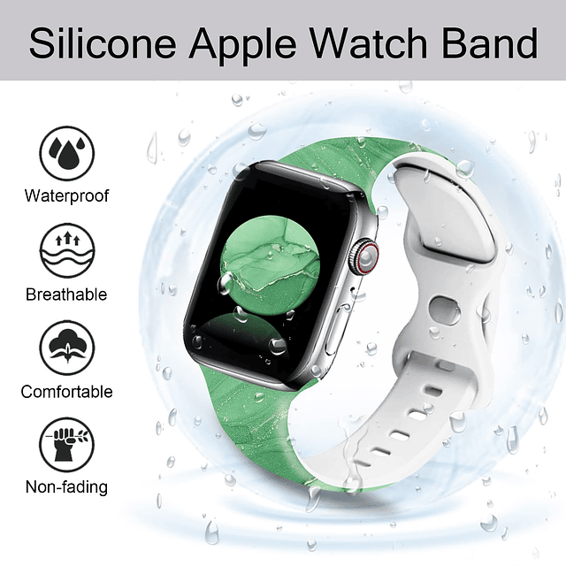 Correa de reloj de mármol verde compatible con Apple Watch d