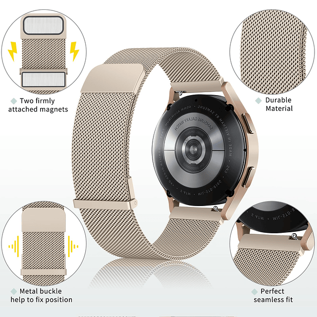 Correa de metal compatible con Samsung Galaxy Watch 6 Band 4