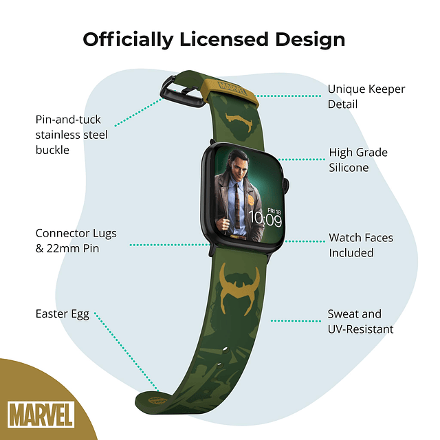 Marvel Smartwatch Band - Trickster Loki - Licencia oficial,