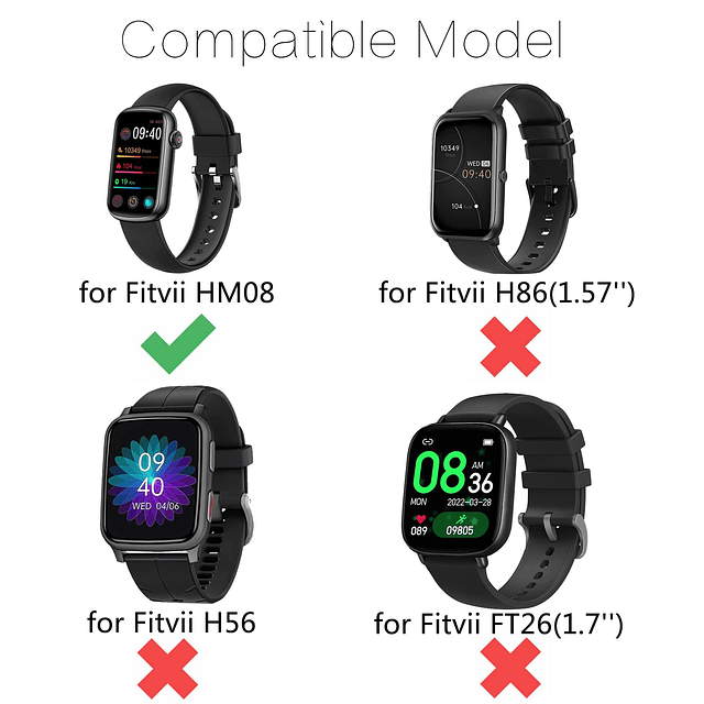 Correa de reloj compatible con FITVII HM08 Fitness Tracker W