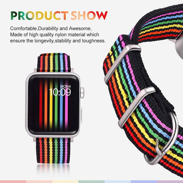 Rainbow Watch Band compatible con Apple Watch, pulsera de na