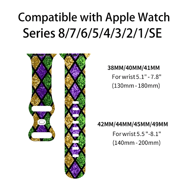 Mardi Gras - Correas para IWatch a cuadros, 38 mm, 40 mm, 41