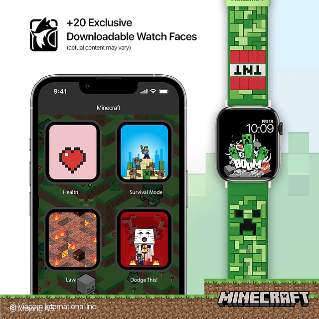 Minecraft: Creeper 3D Sculpted Smartwatch Band - Licencia of