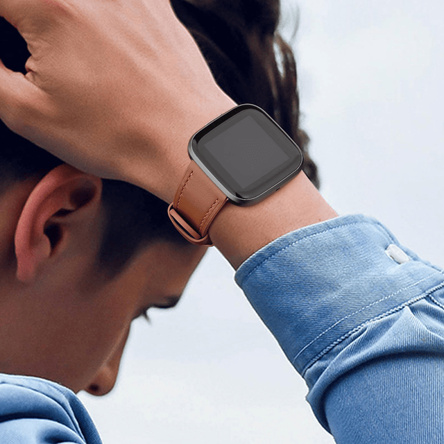 Correa de cuero para Fitbit Versa 2 bandas mujeres hombres,