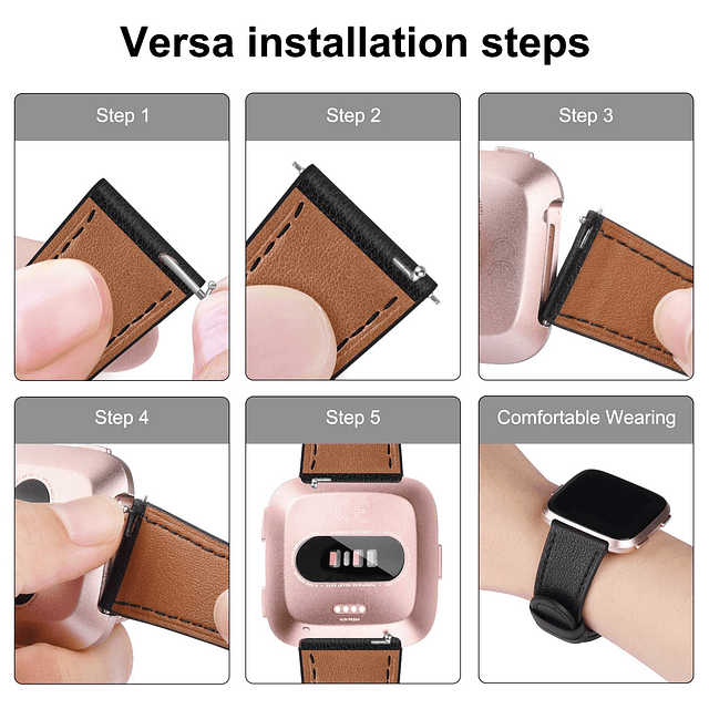 Correa de cuero compatible con Fitbit Versa 2 bandas para mu