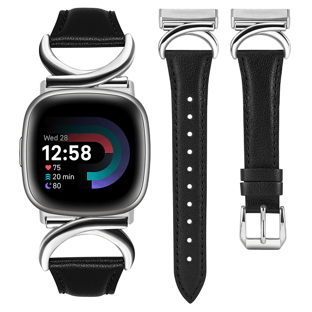 Correa de cuero compatible con Fitbit Versa 4/Versa 3/Fitbit