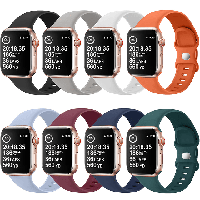 Paquete de 8 correas de reloj compatibles con Apple Watch Ba