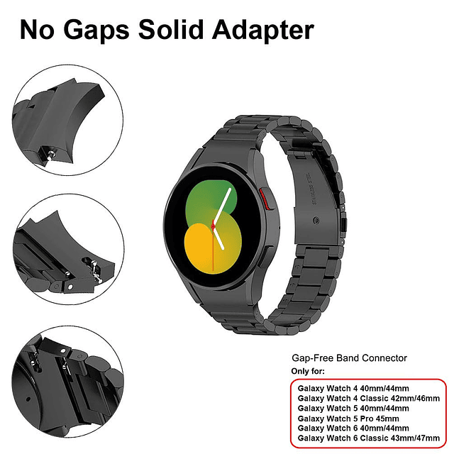 Adaptador de acero inoxidable compatible con correa Samsung