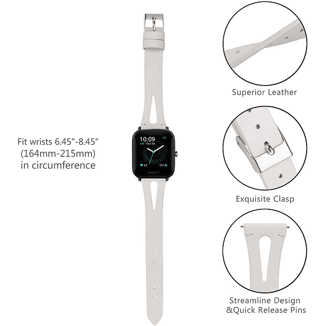 Compatible con Popglory Smartwatch Band, Correa de Cuero Vin