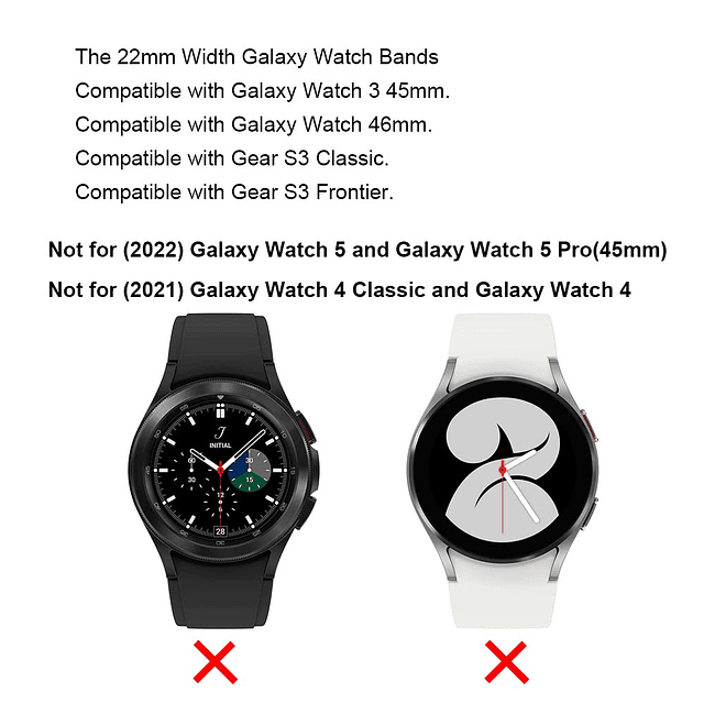 Galaxy Watch Bandas de 45 mm/46 mm, Correa de Cuero Genuino