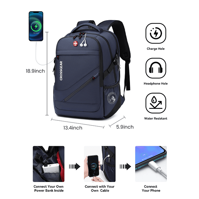 Mochila de viaje para computadora portátil para hombres y mu