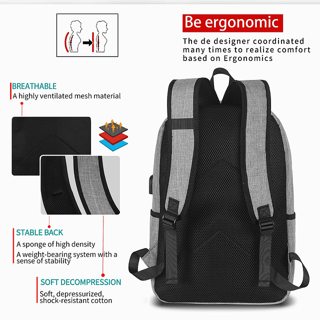 Mochila para ordenador portátil, mochila impermeable para vi