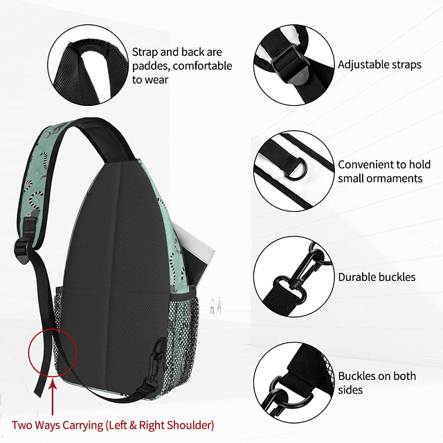 Mochila cruzada para hombres y mujeres, bolsa de pecho con d