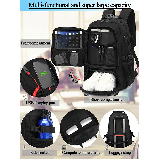 Mochila para computadora portátil de viaje para hombres, Moc