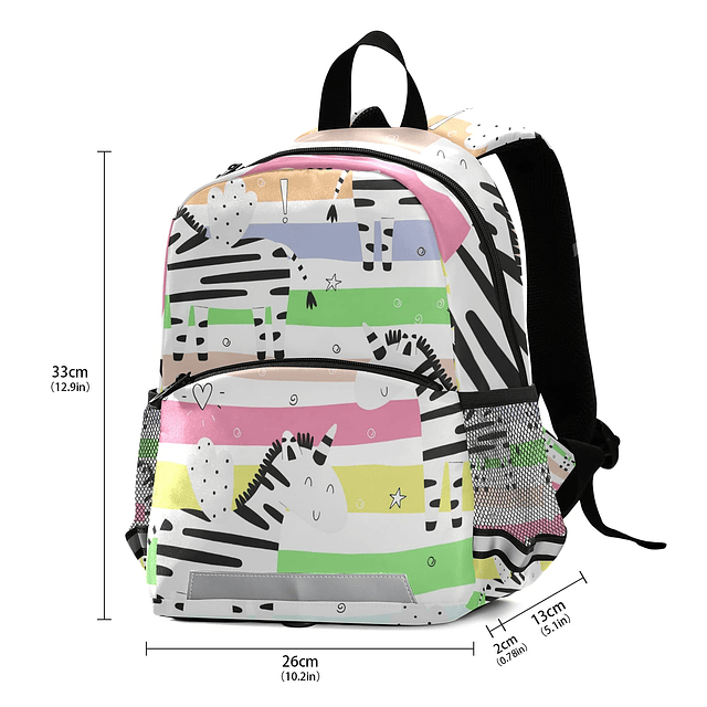 Mochila para niños de 13 pulgadas con rayas de colores, moch