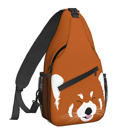 Mochila bandolera con diseño de panda rojo y naranja para ho