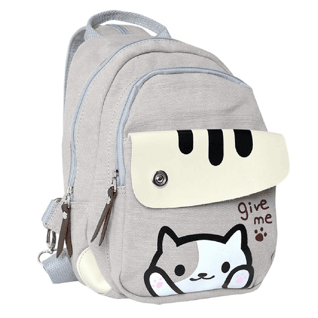 Mochila de lona con estampado de gato gatito de dibujos anim