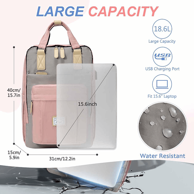 Mochila para Niñas, Mochila para Portátil de Mujer Resistent