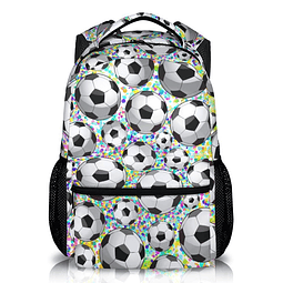 Mochila escolar para niños y niñas, mochilas de fútbol blanc