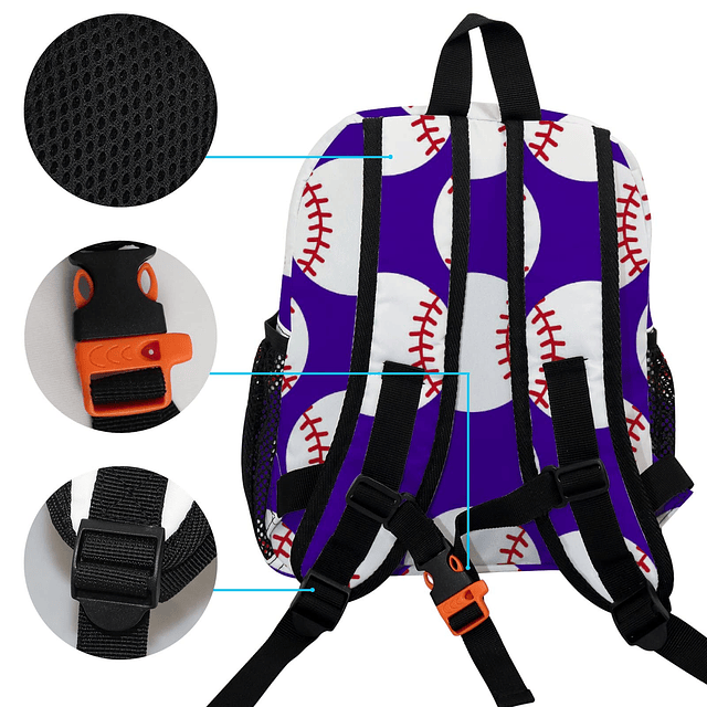 Mochila para niños en edad preescolar con patrón de béisbol,