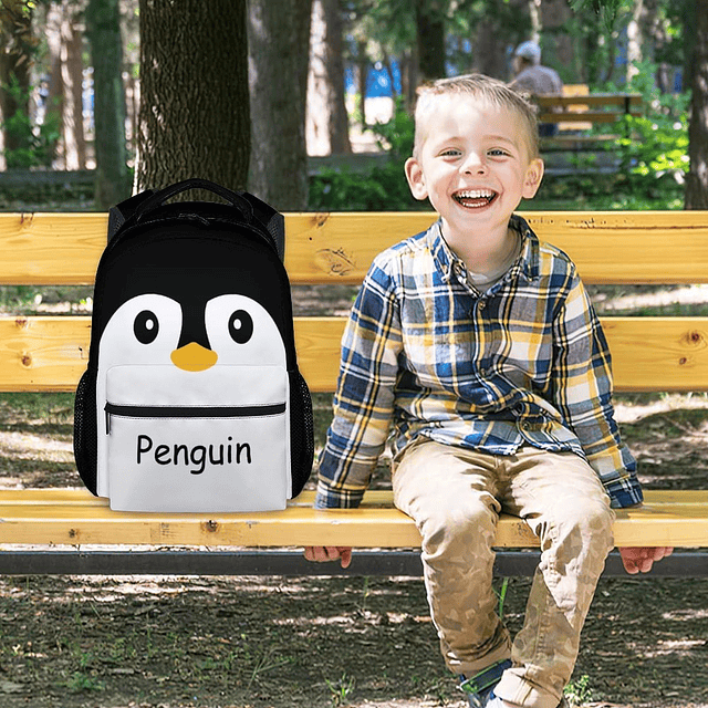 Mochila para niñas - Mochila escolar con pingüino - Ligera y