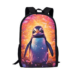 Mochila escolar con diseño de pingüino, personalizada, para