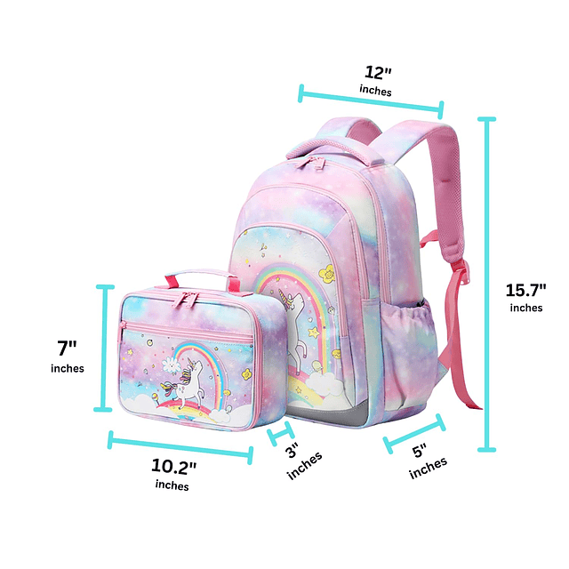 Mochila Unicornio con lonchera 12 16 Duradera, liviana, resi