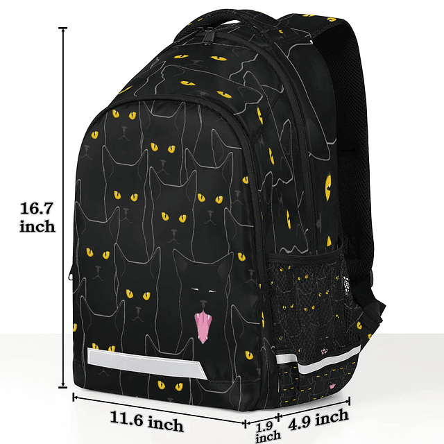 Lindo gato negro mochila escolar para niñas niños mochila pr