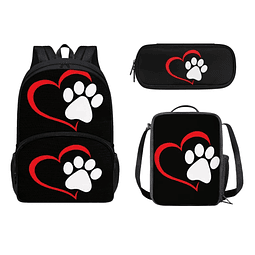 Lindo juego de mochila con estampado de patas de amor para a