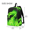 Mochila de dragón de fuego verde, mochila de viaje, mochila