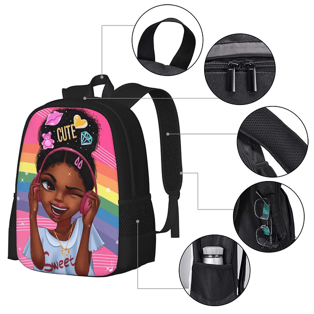 Mochila africana para mujer, mochila escolar para niña negra