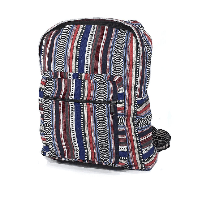 Mochila o Mochila Hippie Étnica de Algodón Tejido Azul Unise