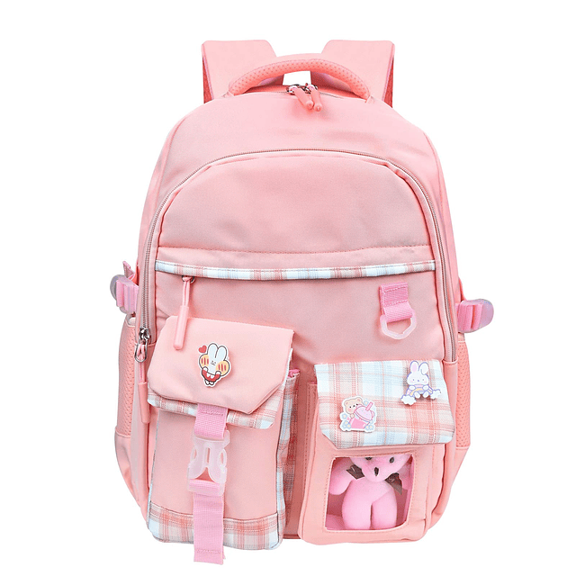 Mochila escolar para niñas con lindos accesorios de pin colg